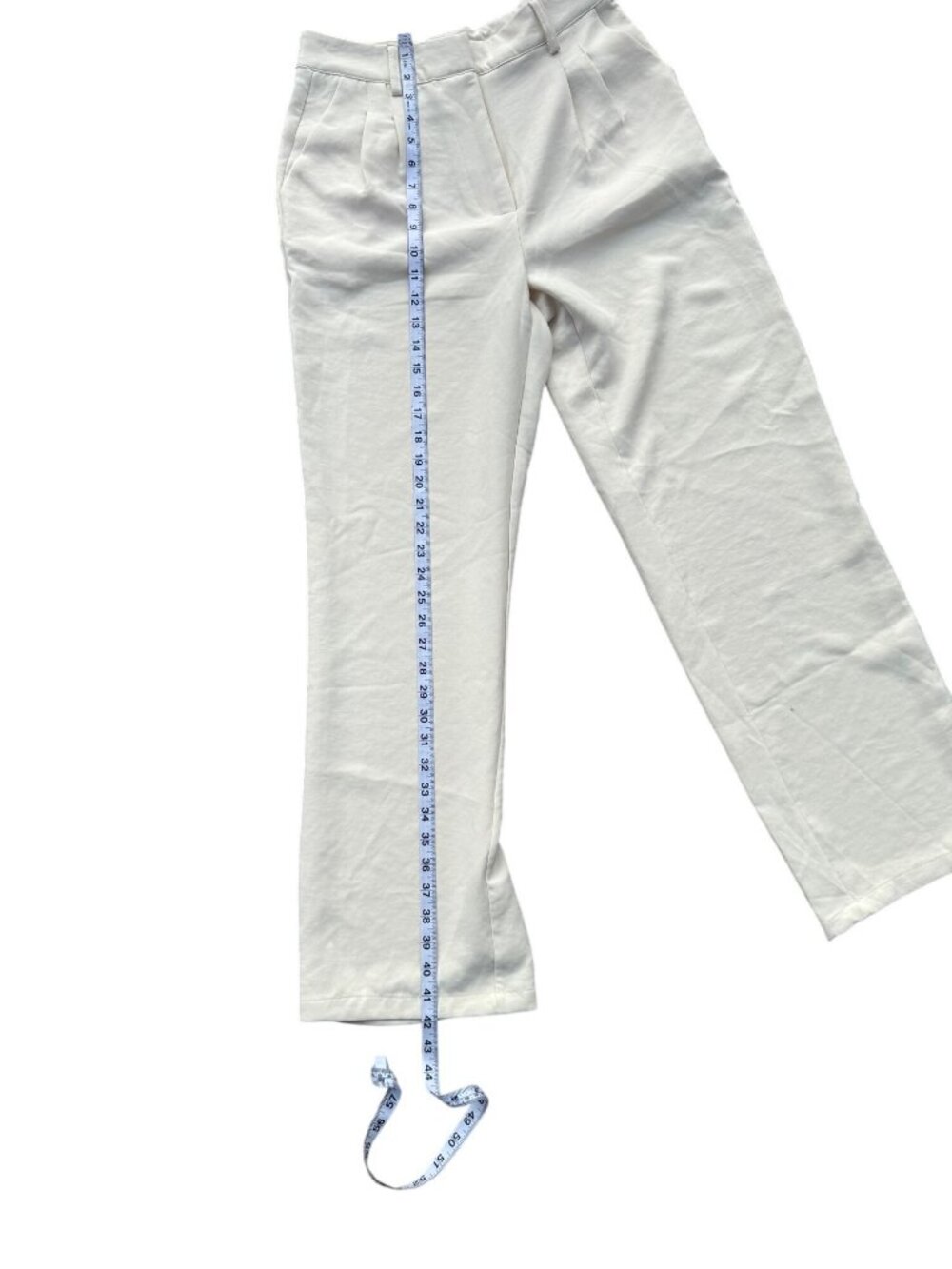 Forever 21 Womens Cream Wide Leg Mid-Rise Pants Size M Lightweight - Picture 6 of 8